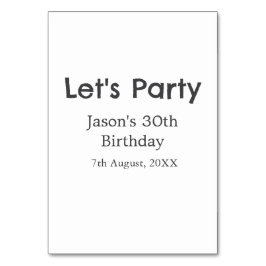 Lasst uns Party glücklich 30. Geburtstag, einfache Tischnummer