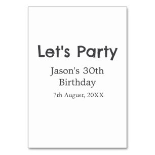 Lasst uns Party glücklich 30. Geburtstag, einfache Tischnummer