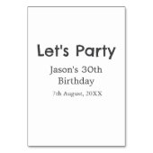 Lasst uns Party glücklich 30. Geburtstag, einfache Tischnummer (Rückseite)