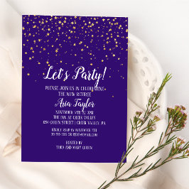 Lasst uns Party Gold Confetti auf Lila Party Einladung