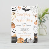 Lasst uns Party Halloween-Party Pumpkin Einladung (Stehend Vorderseite)