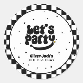Lasst uns Party Happy Typ Geburtstag Runder Aufkleber
