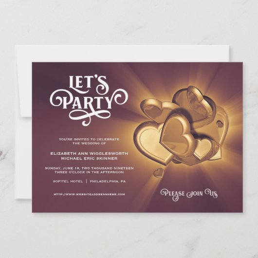 Lasst uns Party Hochzeit einladen Ankündigung (Vorderseite)