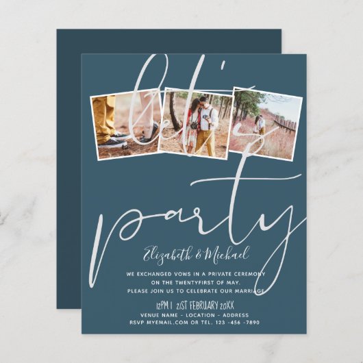 Lasst uns Party Hochzeitsankündigung entfalten (Vorne/Hinten)