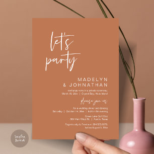 Lasst uns Party, Hochzeitsessen und Tanzen essen Einladung