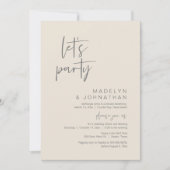 Lasst uns Party, Hochzeitsessen und Tanzen essen Einladung (Vorderseite)