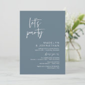 Lasst uns Party, Hochzeitsessen und Tanzen essen Einladung (Stehend Vorderseite)