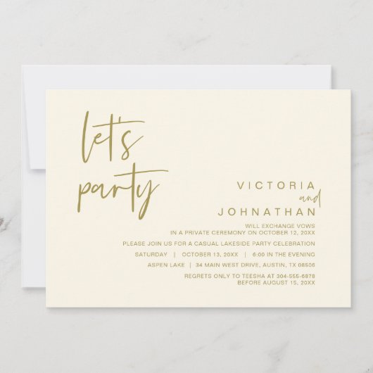 Lasst uns Party, Hochzeitstag-Party Einladung (Vorderseite)