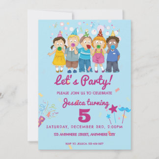 Lasst uns Party Kindergeburtstag Party Einladung
