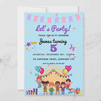 Lasst uns Party Kindergeburtstag Party Einladung