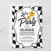 Lasst uns Party lächeln, das Gesicht Retro geprüft Einladung (Vorderseite)