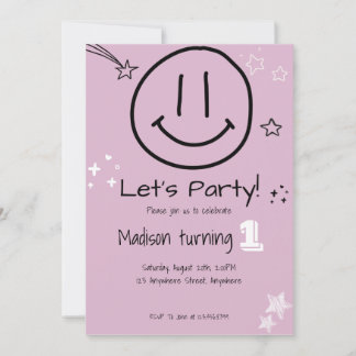 Lasst uns Party lächeln Gesicht Geburtstag Einladu Einladung