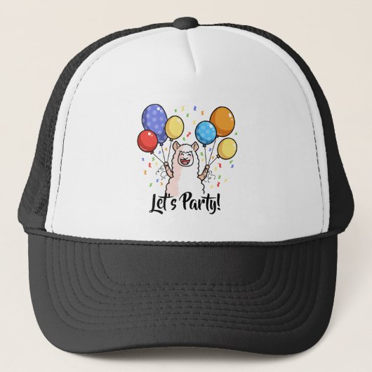Lasst uns Party Llama Truckerkappe (Vorderseite)