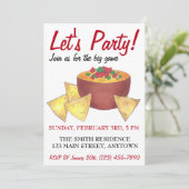 Lasst uns Party machen! Big Football Game Nacho Ch Einladung (Stehend Vorderseite)