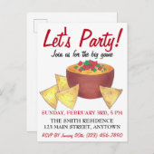 Lasst uns Party machen! Big Football Game Nacho Ch Einladungspostkarte (Vorne/Hinten)