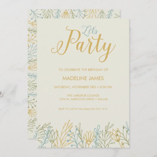 Lasst uns Party machen Einladung (Vorne/Hinten)