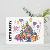 Lasst uns Party machen! Einladung (Stehend Vorderseite)