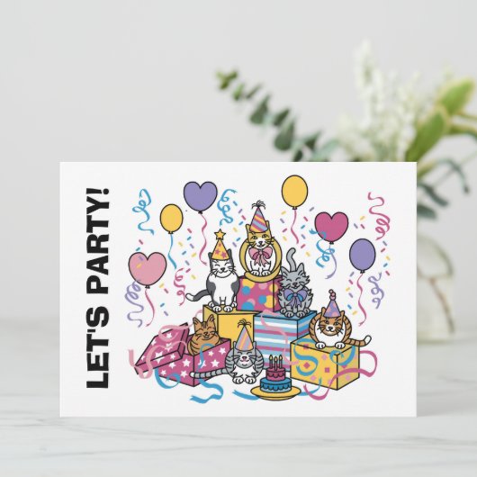 Lasst uns Party machen! Einladung (Stehend Vorderseite)