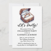 Lasst uns Party machen! Elegante Ring Engagement P Einladung (Vorderseite)