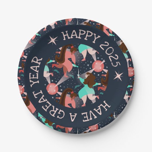 Lasst uns Party machen! Neujahr Pappteller (Vorderseite)