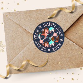 Lasst uns Party machen! Neujahr Runder Aufkleber