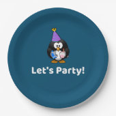 Lasst uns Party machen! Penguin Funny Birthday Par Pappteller (Vorderseite)