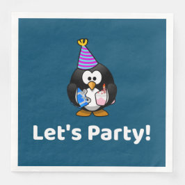 Lasst uns Party machen! Penguin Funny Birthday Par Serviette