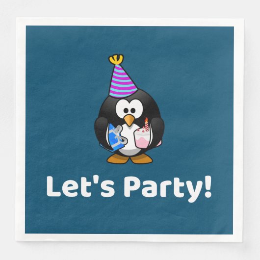 Lasst uns Party machen! Penguin Funny Birthday Par Serviette (Vorderseite)