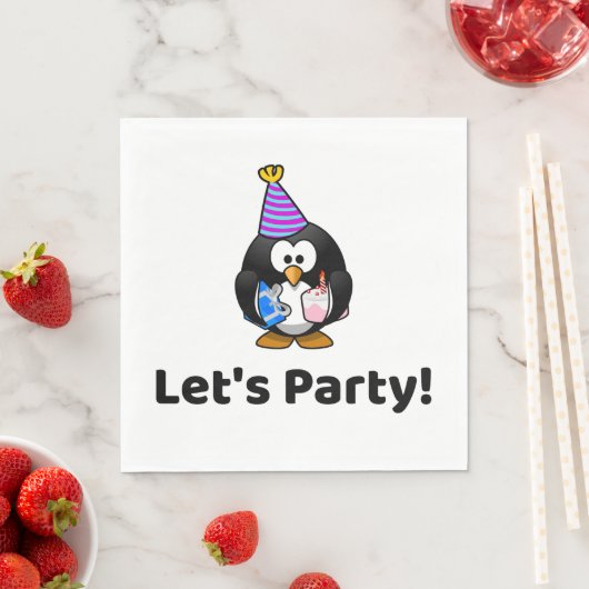 Lasst uns Party machen! Penguin Funny Birthday Par Serviette (Beispiel)