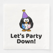 Lasst uns Party machen! Penguin Funny Birthday Par Serviette (Vorderseite)