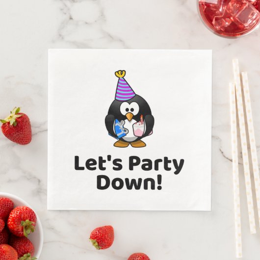 Lasst uns Party machen! Penguin Funny Birthday Par Serviette (Beispiel)
