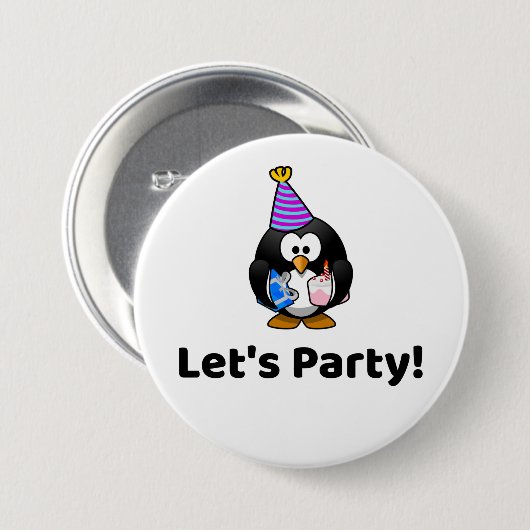 Lasst uns Party machen! Pinguin Button (Vorne & Hinten)