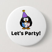 Lasst uns Party machen! Pinguin Button (Vorderseite)