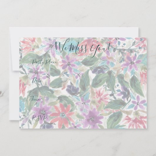 Lasst uns Party machen! | Schöne Wasserfarbenflora Einladung (Rückseite)