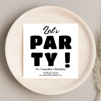 Lasst uns Party machen! Schwarz & Weiß Strickfett Einladung