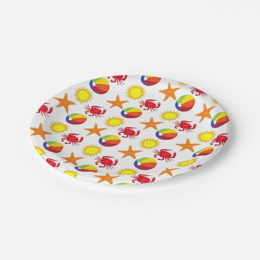 Lasst uns Party machen! Strandkrabbe Starfish Beac Pappteller (Schrägansicht)