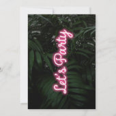 Lasst uns Party Moderne Neon Geburtstag Einladung (Rückseite)