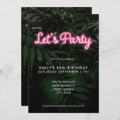 Lasst uns Party Moderne Neon Geburtstag Einladung (Vorne/Hinten)