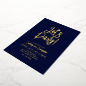 Lasst uns Party | Navy Blue Chic Script Party Even Folieneinladung (Gedreht)