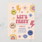 Lasst uns Party Rainbow Stars Kindergeburtstag Einladung (Vorne/Hinten)