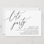 Lasst uns Party, romantisches Hochzeitsessen und T Einladung (Vorderseite)