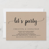 Lasst uns Party, Rustikal Brown Kraft Elopement Pa Einladung (Vorderseite)