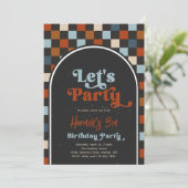 Lasst uns Party Skateboard Geburtstag Einladung (Stehend Vorderseite)