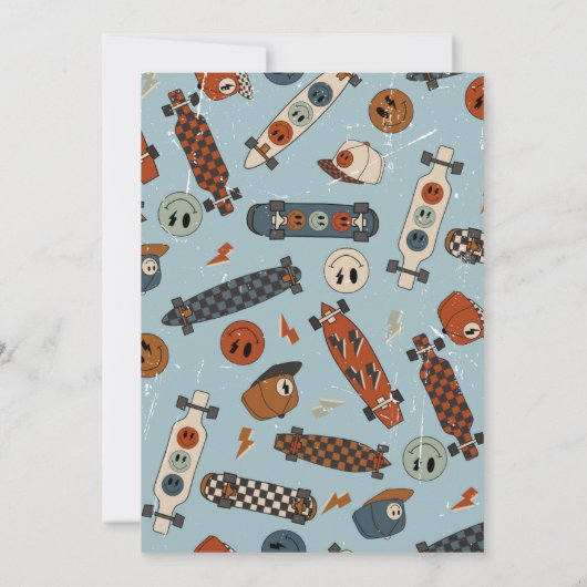 Lasst uns Party Skateboard Geburtstag Einladung (Rückseite)