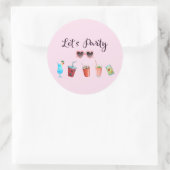 Lasst uns Party Summer Soiree Runder Aufkleber (Tasche)