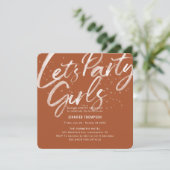 Lasst uns Party Terracotta Junggeselinnen-Abschied Einladung (Stehend Vorderseite)