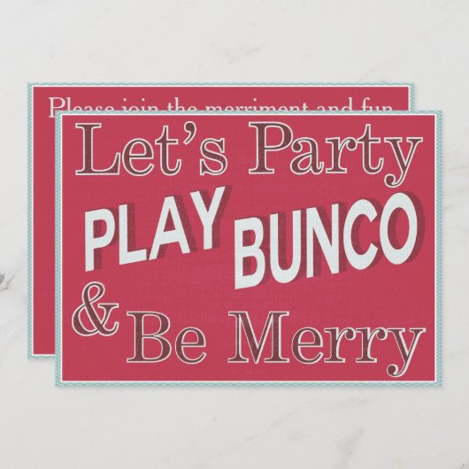 Lasst uns Party und Bunco spielen Einladung (Vorne/Hinten)