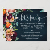 Lasst uns Party Verlobung Navy Wine Burgund Hochze Einladung (Vorne/Hinten)