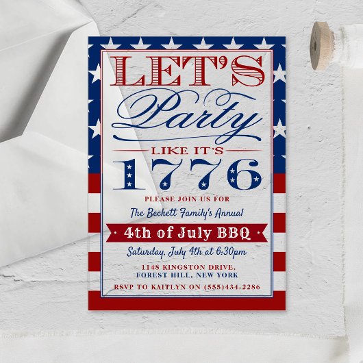 Lasst uns Party wie 1776 machen | 4. Juli Party Acryleinladungen