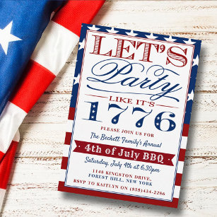 Lasst uns Party wie 1776 machen   4. Juli Party Einladung
